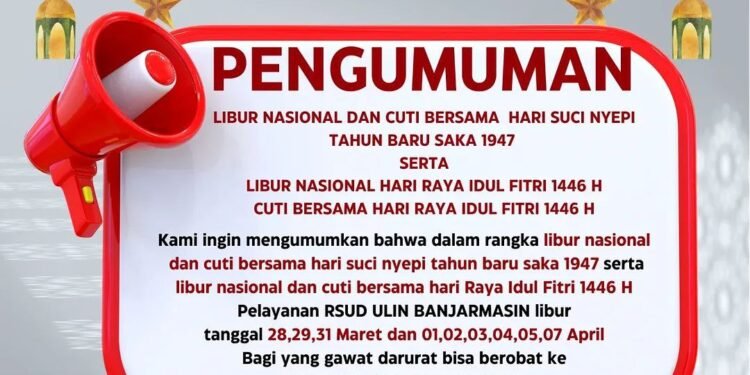 Libur Nyepi dan Lebaran Idulfitri, Pemprov Kalsel Pastikan Pelayanan RSUD Ulin Tetap Berjalan