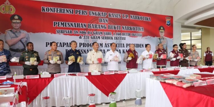 Ungkap Kasus Narkotika, Polda Kalsel Musnahkan Barang Bukti Sabu dan Ekstasi