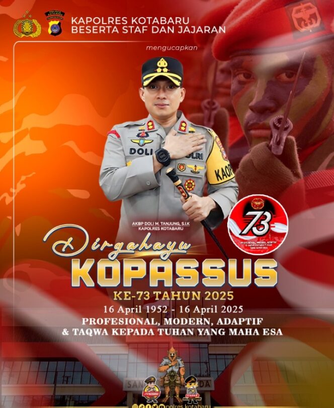 
					Polres Kotabaru Ucapkan Selamat HUT ke-73 KOPASSUS