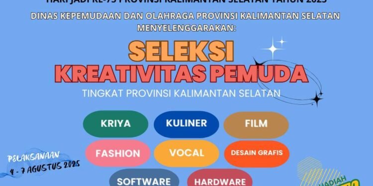 Semarak Hari Jadi ke-75 Kalsel, Dispora Gelar Lomba Kreativitas Pemuda dengan Hadiah Total Rp160 Juta