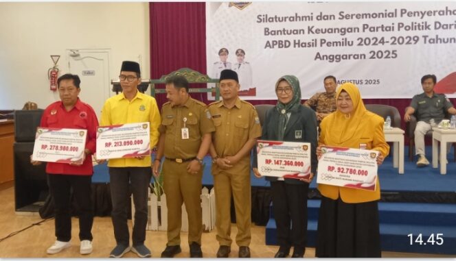 
					Kesbangpol Kotabaru Silahturahmi dan Seremonial penyerahan Bantuan Keuangan Parpol Anggaran 2025.