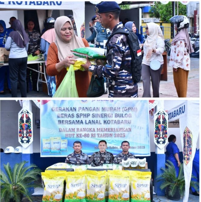 
					Jual Harga murah Beras,Gula Minyak Goreng , Danpom Lanal Kotabaru di Serbu Warga .