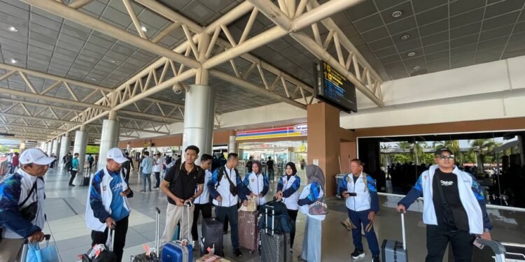Puluhan Kontingen PORNAS KORPRI Kalsel Tiba Di Palembang, Targetkan Prestasi Gemilang
