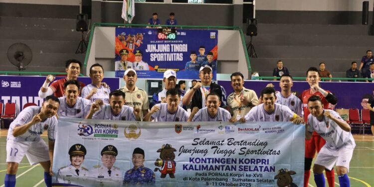 Laga Perdana, Tim Futsal Kalsel Menang Telak 12-0 Lawan Kementerian UKM di PORNAS KORPRI XVII