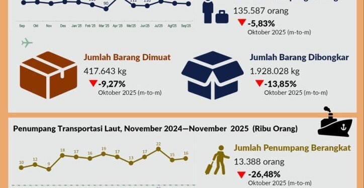 BPS Rilis Jumlah Penumpang Selama Bulan November 2025 Melalui Bandara Sebesar 126.829 orang