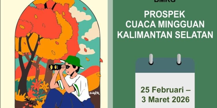 BMKG: Hujan Disertai Petir dan Angin Kencang Dominasi Kalsel 25 Februari–3 Maret 2026
