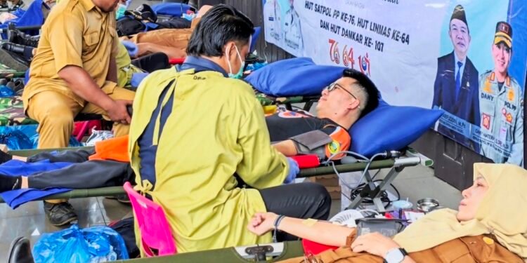 Baksos Donor Darah HUT ke-76 Satpol PP, ke-64 Linmas, dan ke-107 Damkar, Targetkan 100 Kantong Darah