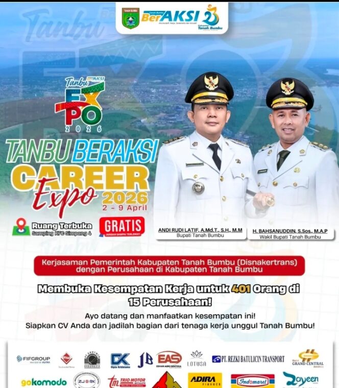 
					HUT Ke-23 Tanah Bumbu, Tanbu Beraksi Career Expo Buka Kesempatan Kerja untuk 401 orang di 15 perusahaan