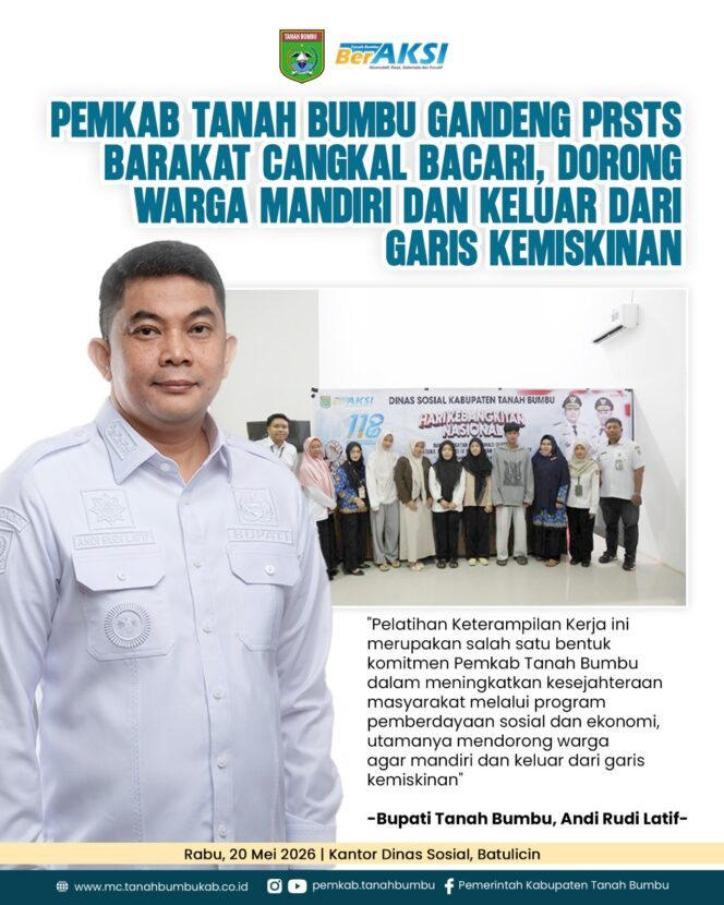 
					Pemkab Tanah Bumbu Gandeng PRSTS Barakat Cangkal Bacari, Dorong Warga Mandiri dan Keluar dari Garis Kemiskinan
