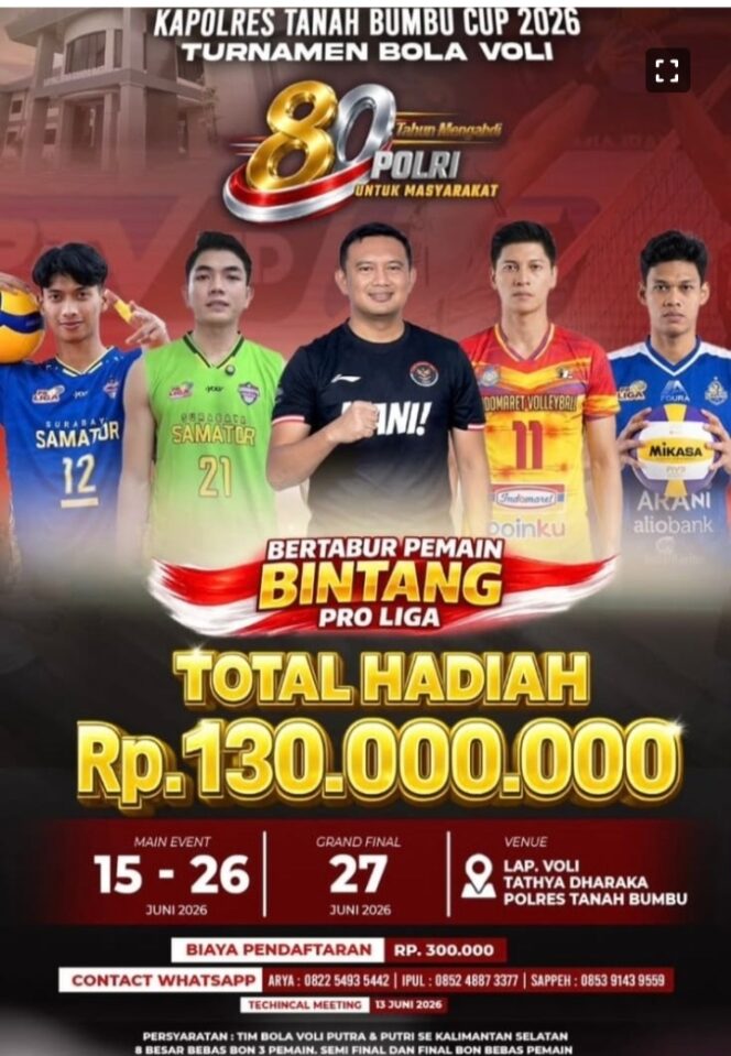 
					Gebrakan HUT Bhayangkara ke-80: Kapolres Tanah Bumbu Cup 2026 Siap Hadirkan Deretan Bintang Proliga