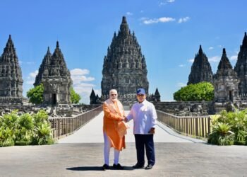 Presiden Republik Indonesia Prabowo Subianto bersama Perdana Menteri (PM) India Narendra Modi mengunjungi Kompleks Candi Prambanan, Daerah Istimewa Yogyakarta, pada Rabu, 8 Juli 2026.